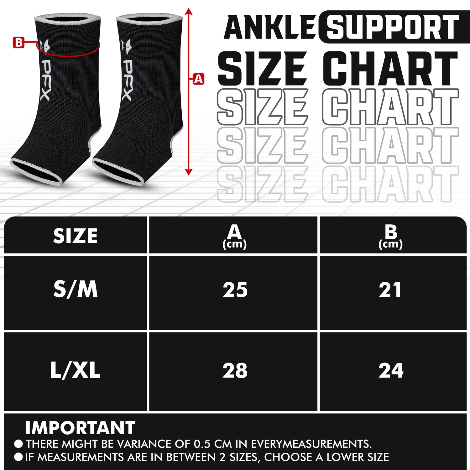 PFX Sports Ankle Sleeves (S/M) & (L/XL)
