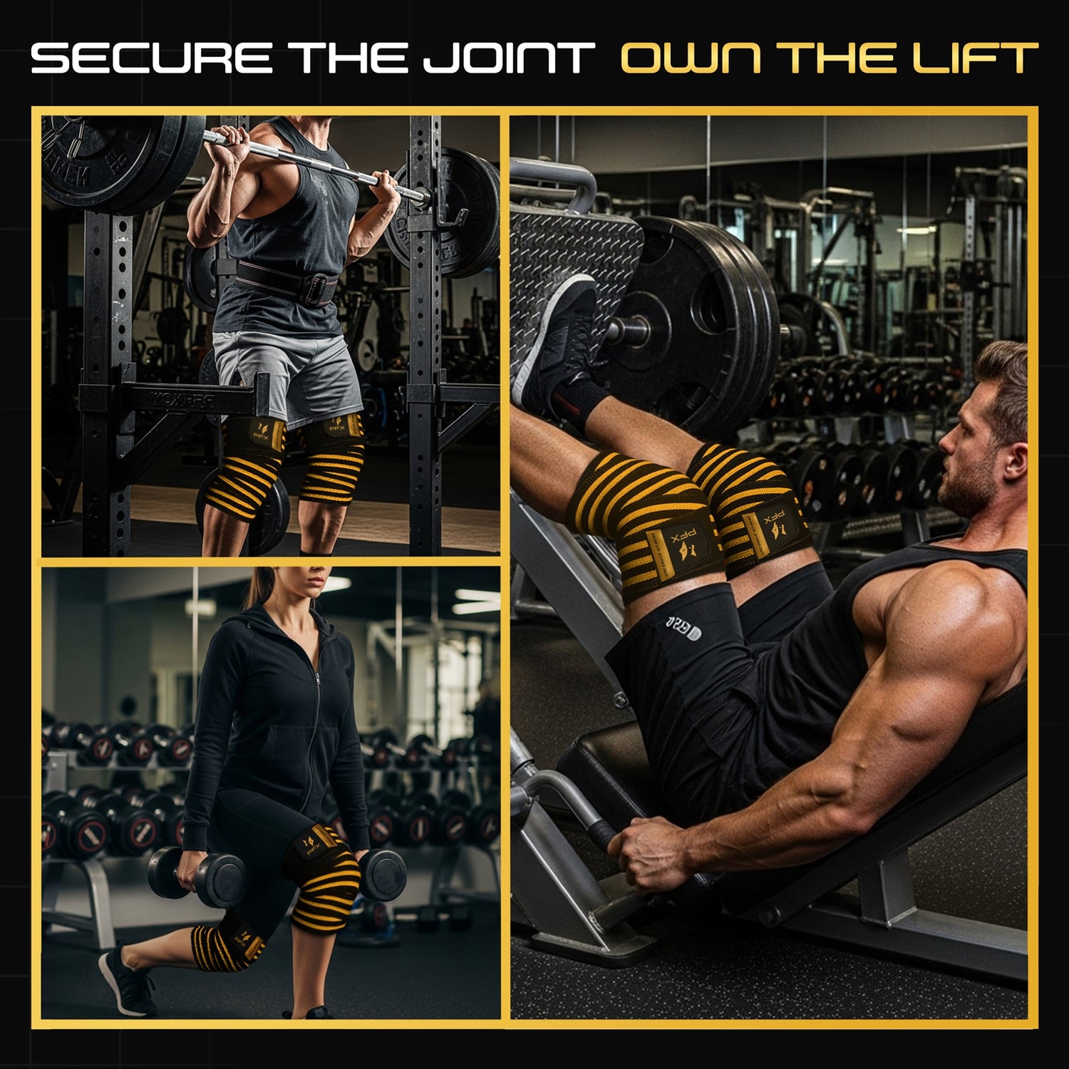 PFX Golden Series Professional Knee Wraps – Elite Support & Stability