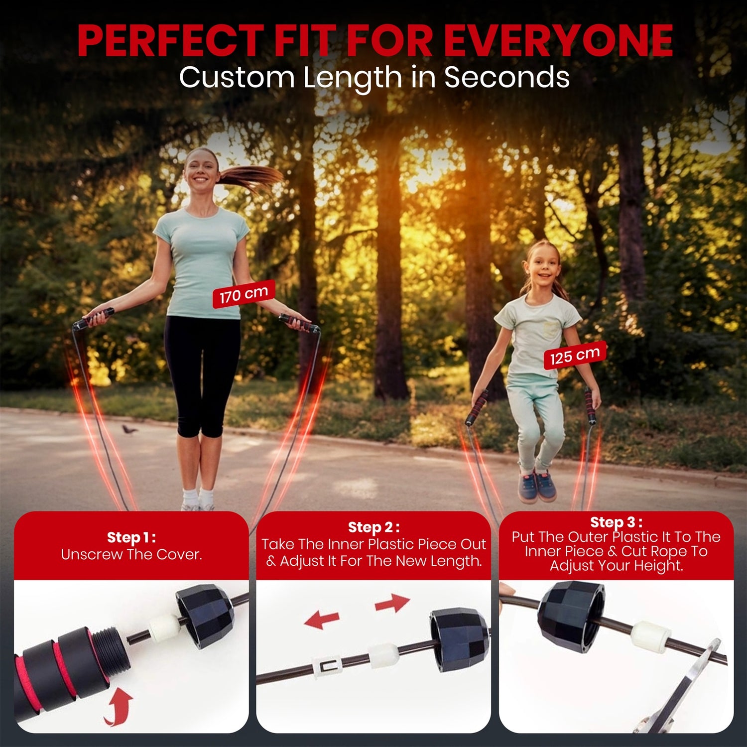 PFX Sports Adjustable Skipping Rope – Steel Wire Jump Rope with Non-Slip Handles & 360° Ball Bearings