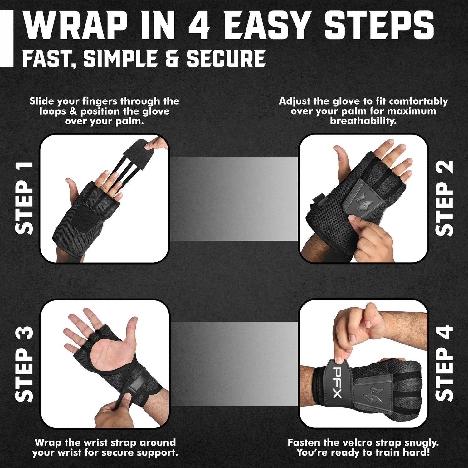 PFX Sports Fast Wraps | Quick-Wrap Boxing Inner Gloves for Knuckle Protection