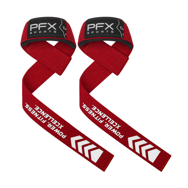 PFX Sports Weight Lifting Straps with Wrist Support (Red)